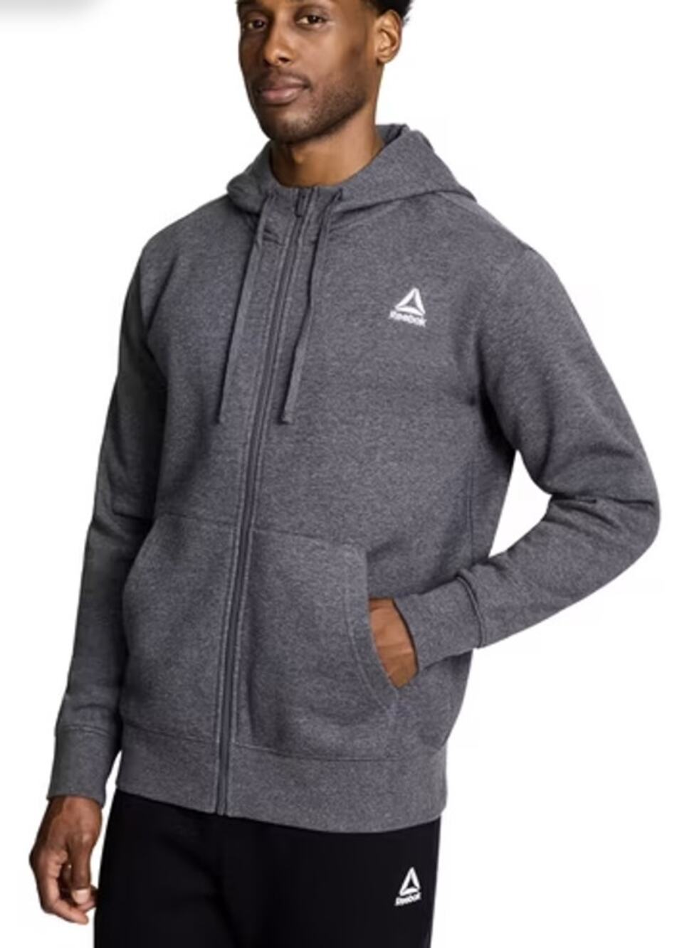 Reebok Men's 3XL Charcoal Heather Game Day Full-Zip Hoodie HR12-19